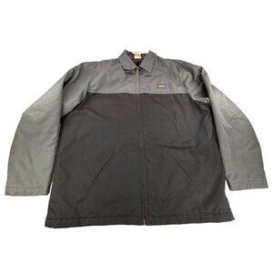 VTG Dickies Insulated Quilted Work Jacket Men's XL Large Gray Black Full Zip Y2K